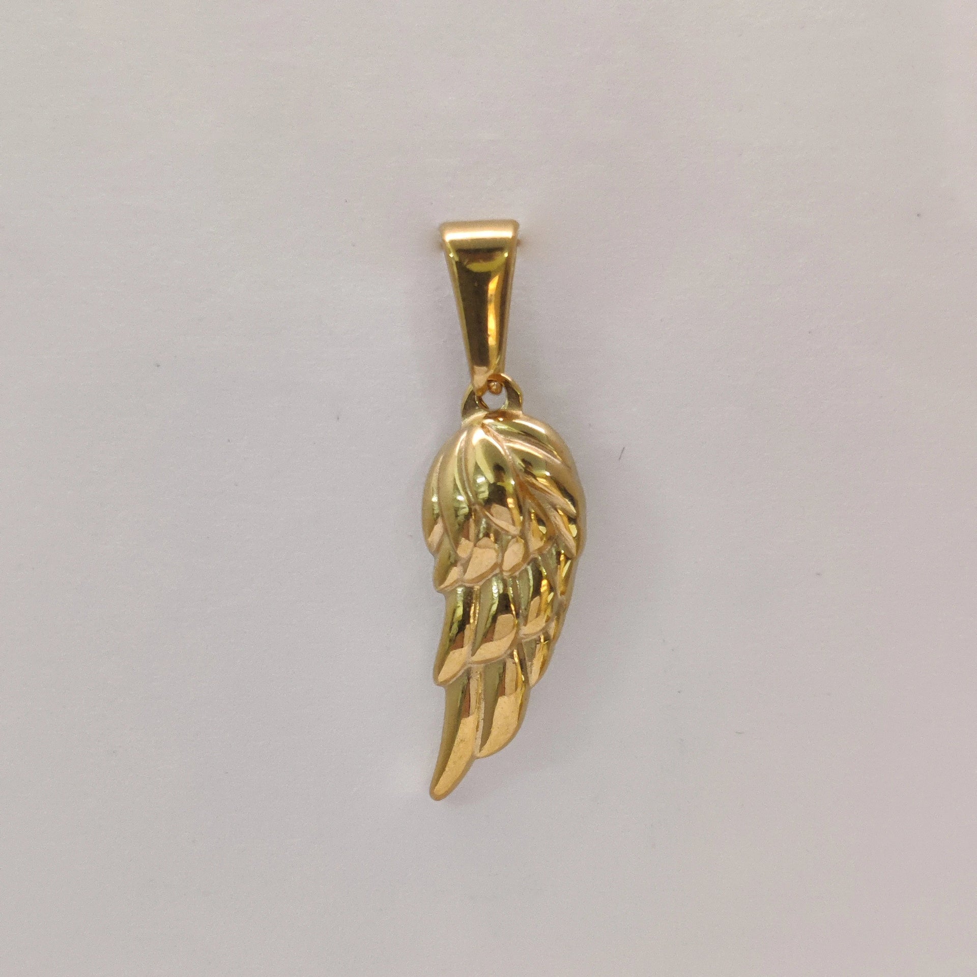 18K Gold Plated Angel Wing Pendant Necklace - Vintage Feather Design for Men, Stainless Steel Chain Jewelry Gift