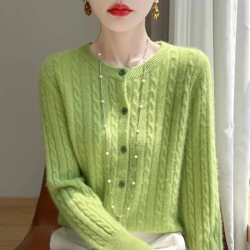 Women's Cable Knit Button Down Cardigan Sweater - Image 4