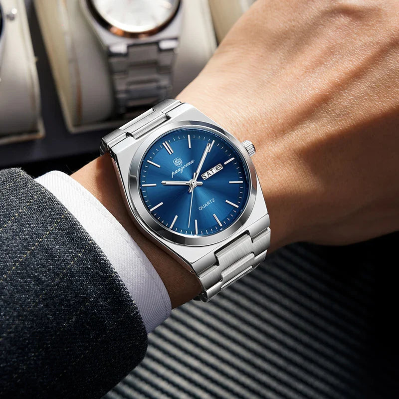 PAAZOMU Luxury Sport Quartz Man Wristwatch Waterproof Luminous Date Week Men Watches Stainless Steel Men's Watch Male Reloj+box