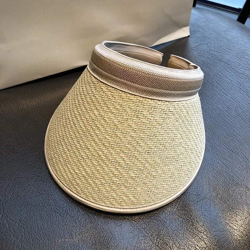 Woven Straw Sun Visor Hat Stylish Beach Accessory for Summer - Image 8