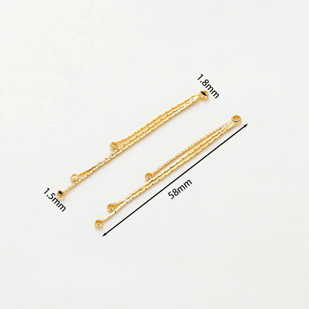 4Pcs/Lot 58mm 14K/18K Gold Color Plated Brass Chain Tassel Charms for DIY Earrings Jewerly Making Findings Accessories