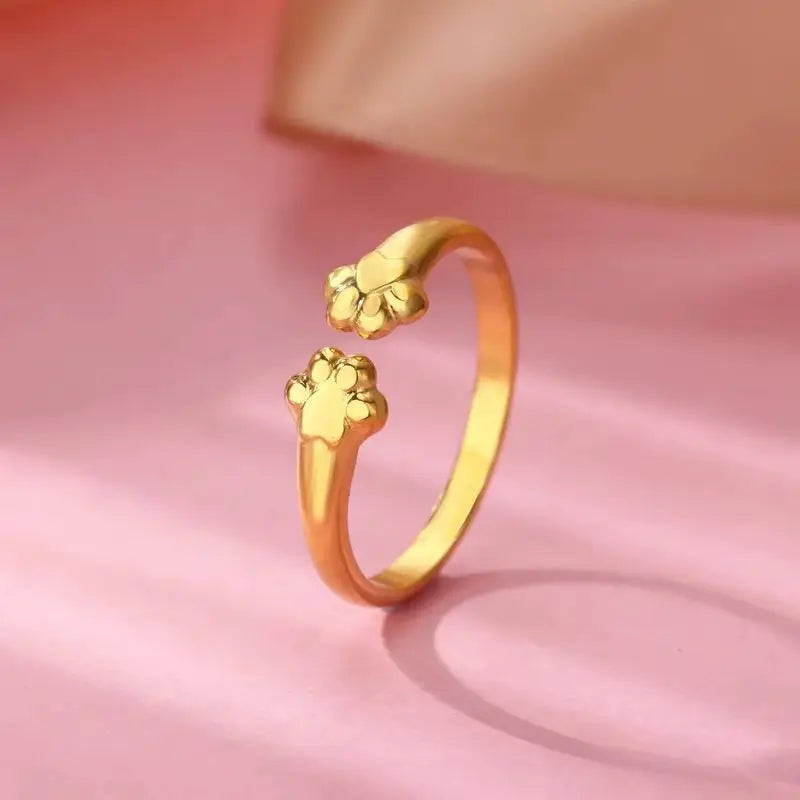 Cute Cat Claw Open Rings For Women Stainless Steel Gold Color Temperament Animal Finger Ring 2025 New Fashion Couple Jewelry