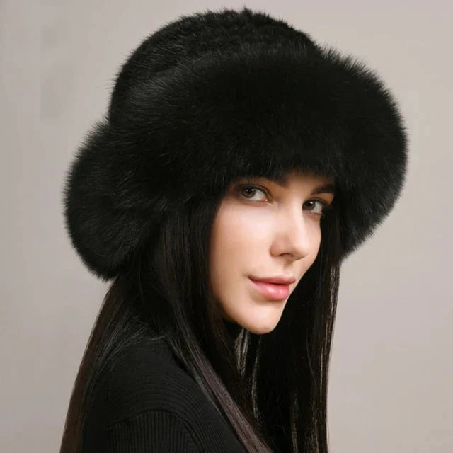 Women’s Luxury Faux Fur Knit Beanie Soft Winter Hat