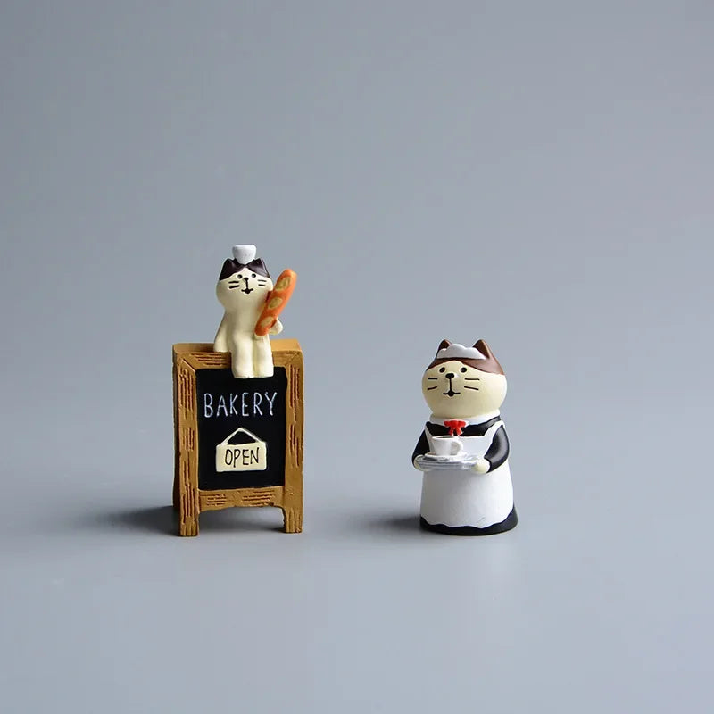 Cute Cat Bread Toast Model Toys Miniature Photography Props Figurines Gift Desktop Ornaments Figurine Decoration Crafts