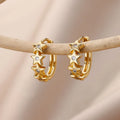 Heart Stainless Steel Earrings for Women Zircon Gold Color Hoop Earring Aesthetic Waterproof Ear Piercing Jewelry Accessories