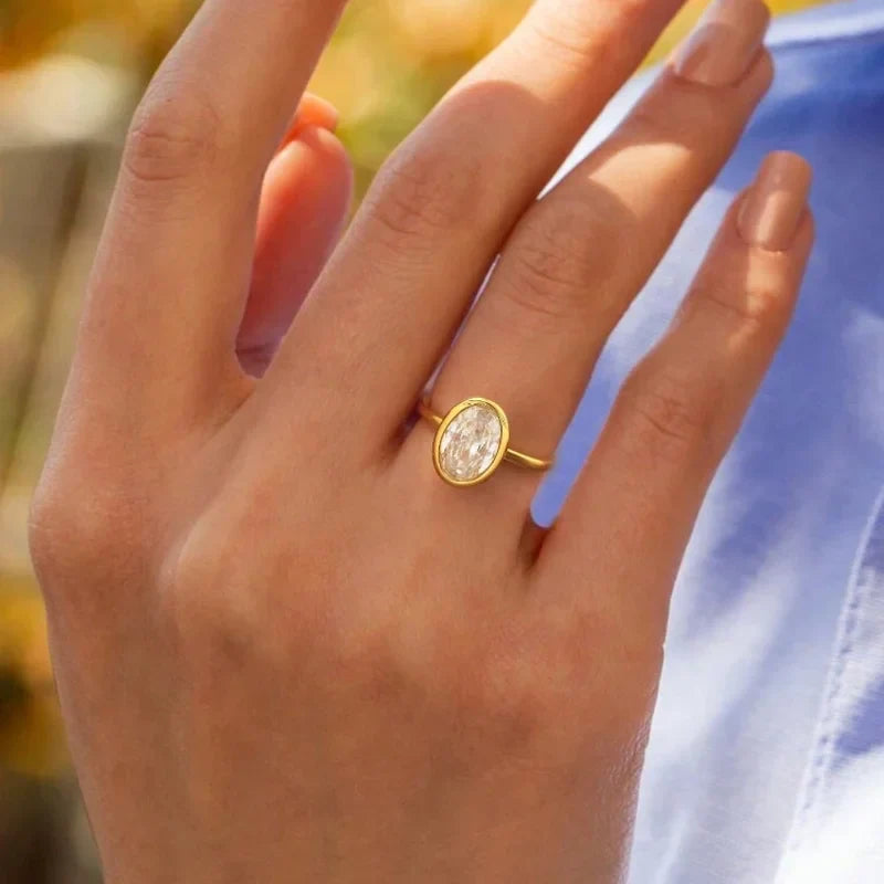 925 Sterling Silver Zircon Fashionable Simple Oval Rings For Women Engagement Wedding Luxury High Quality Jewelry Hot Sales