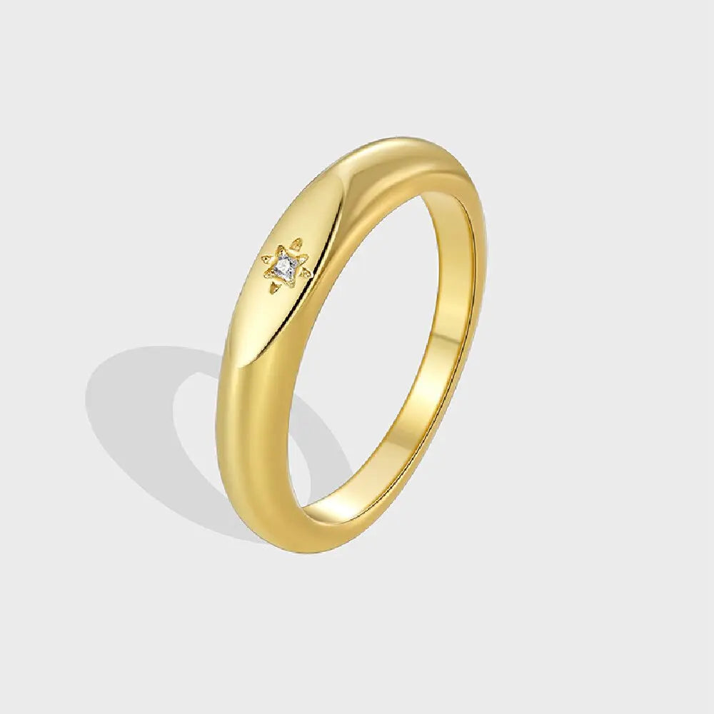 925 Sterling Silve Fashion Wedding North Star Ring For Women Cubiz Zircon Finger Rings Female Engagement Jewelry Accessories