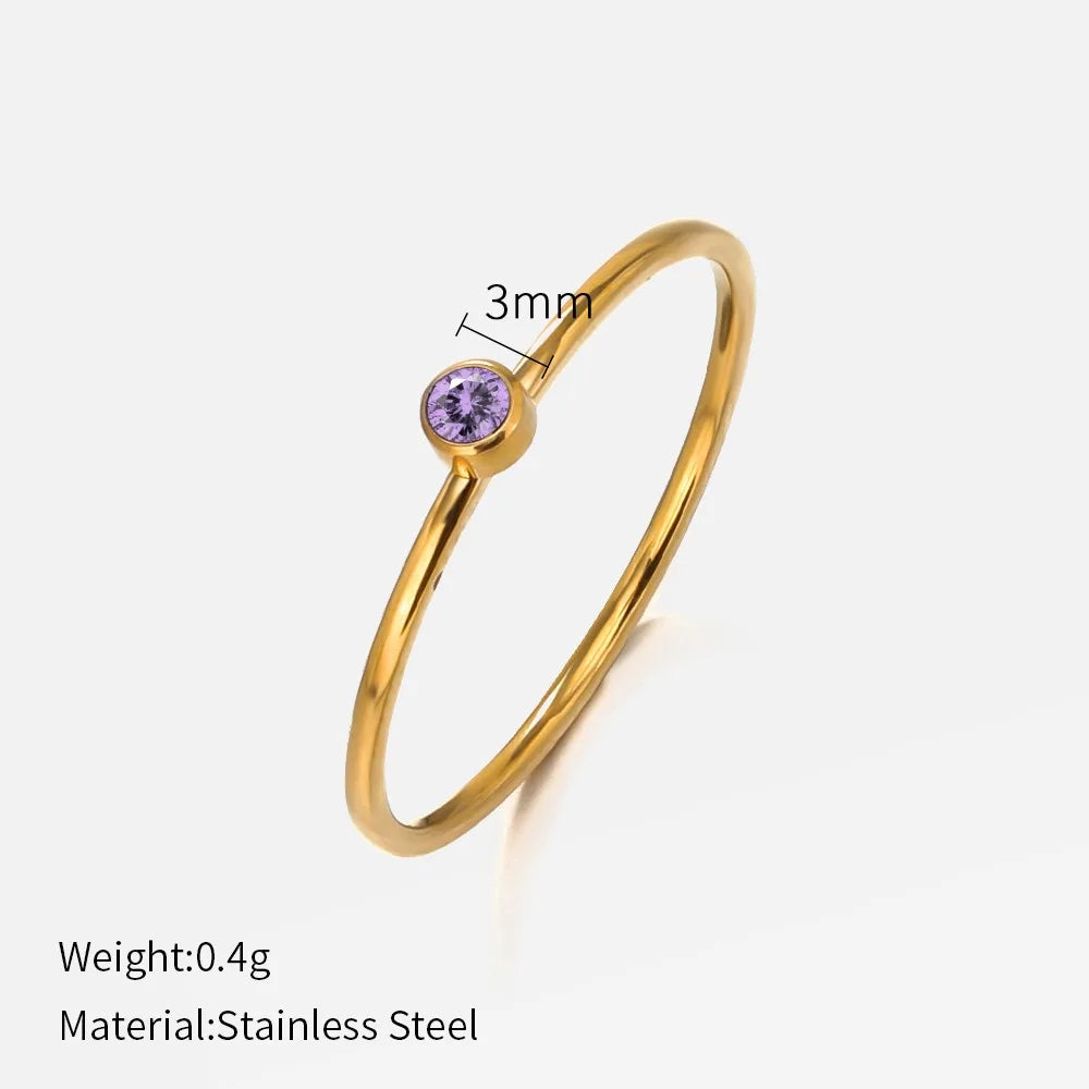 14k Gold Plated Stainless Steel Birthstone Ring