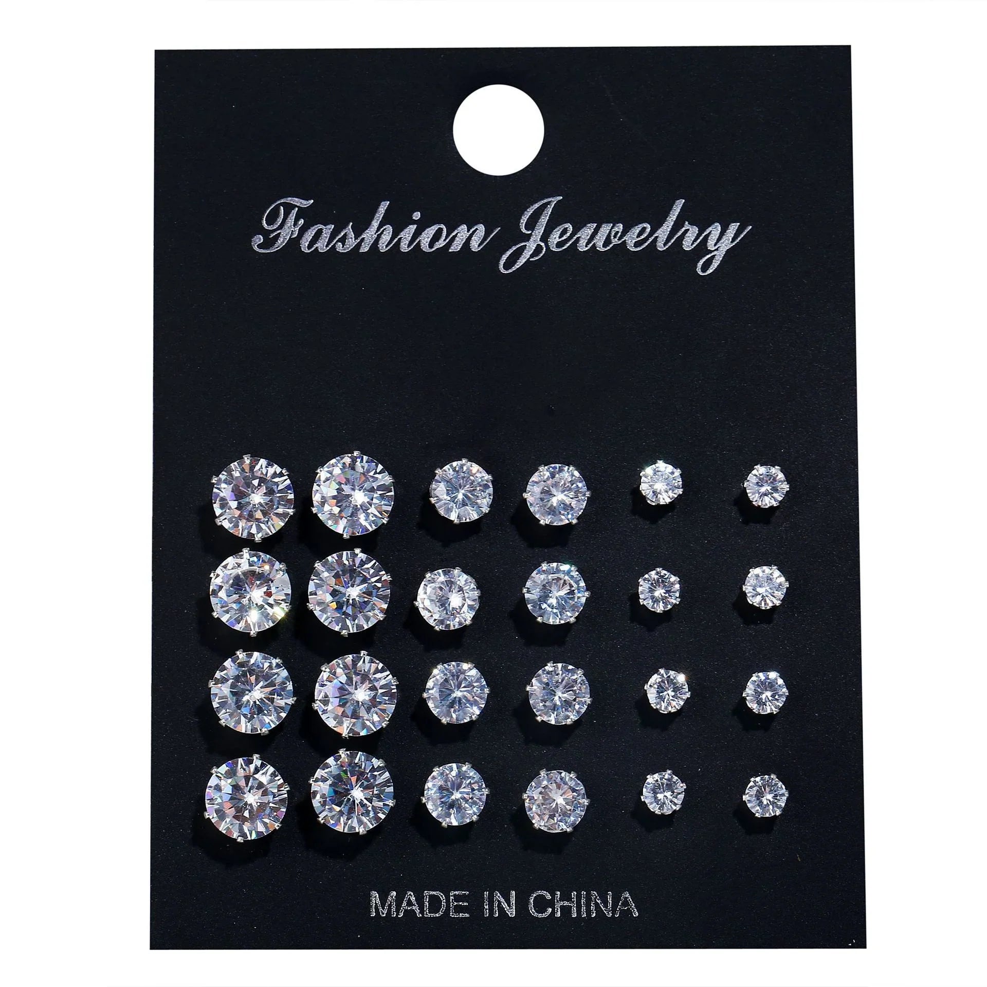 12 Pcs Zircon Earrings Set Briliant Shiny Stud Earrings for Women Simple Pearl Irregular Trendy Jewerly Accessories 2024 New