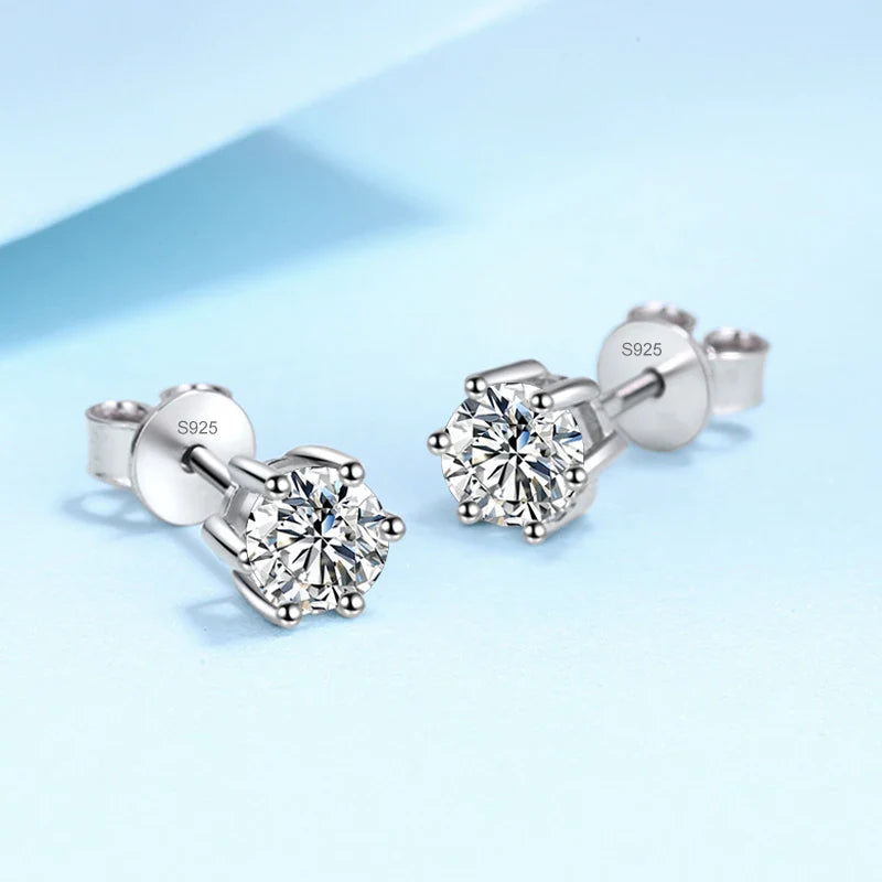 NeeTim 0.1ct-3ct D Color Moissanite Stud Earrings Lab Diamond 925 Sterling Silver with Gold Plated Earring Wedding Party Jewelry
