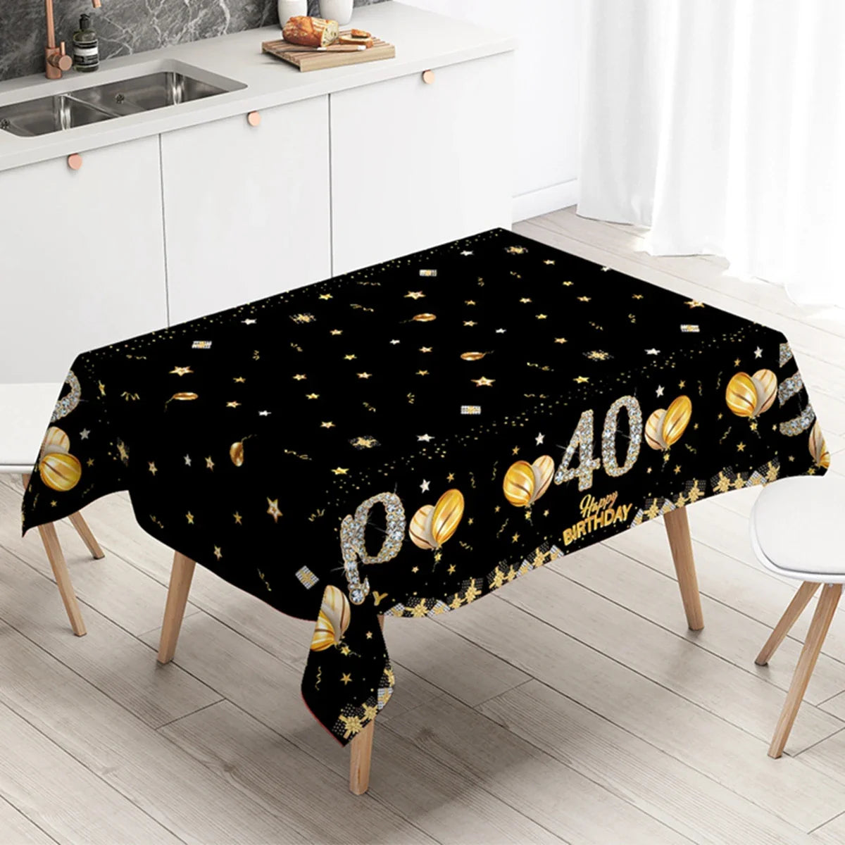 Black Birthday Plastic Tablecloth 18 30 40 50 60 Year Birthday Party Decor Kids Women Birthday Party Supplies Favors Anniversary