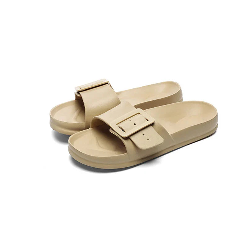 Women's EVA Square Buckle Comfort Slides Lightweight Casual Sandals - Image 8