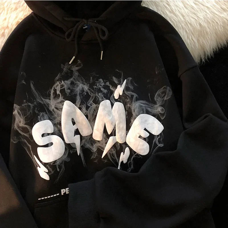 Women's Vintage Gothic Letter Print Oversized Hoodie