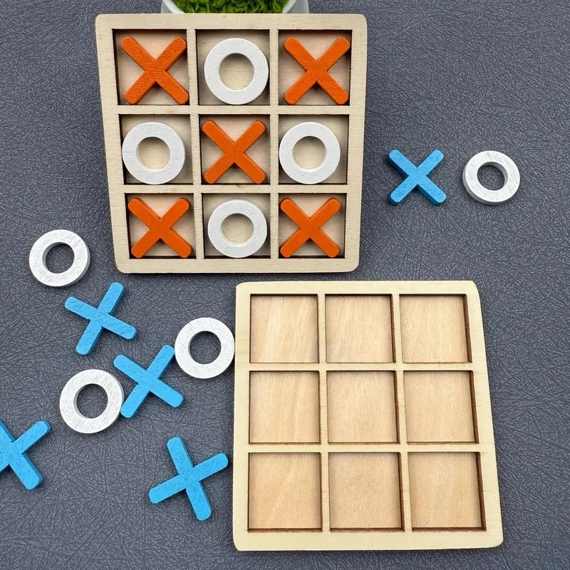 Wooden Tic Tac Toe Game Set for Two Players Interactive Strategy - Image 4