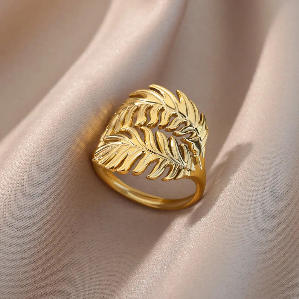 Irregular Hollow Opening Rings For Women Stainless Steel Gold Color Geometric Ring Party Christmas Jewelry Gift Free Shipping