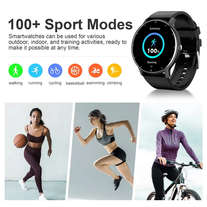 Smart Watch with Bluetooth Call – Round Full Touch Screen Fitness Tracker with Heart Rate Monitor