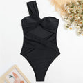 One Shoulder Sexy Black One Piece Swimsuit