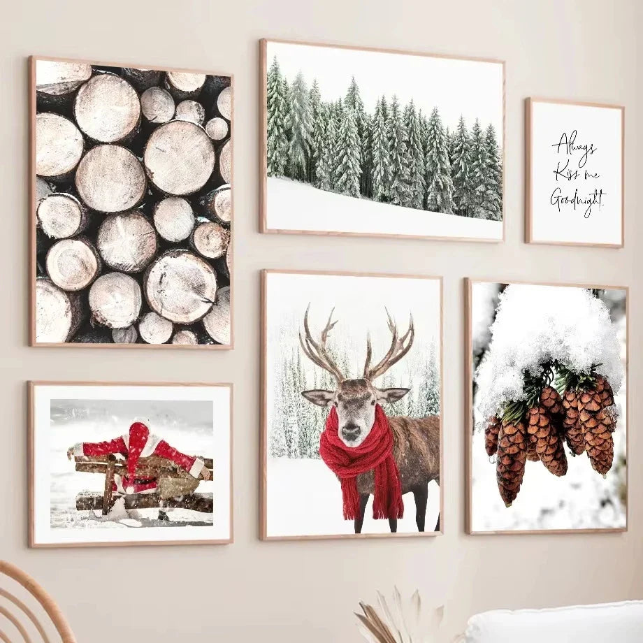 Winter Snow Scenery Christmas Wall Art Unframed Canvas Prints - Image 2