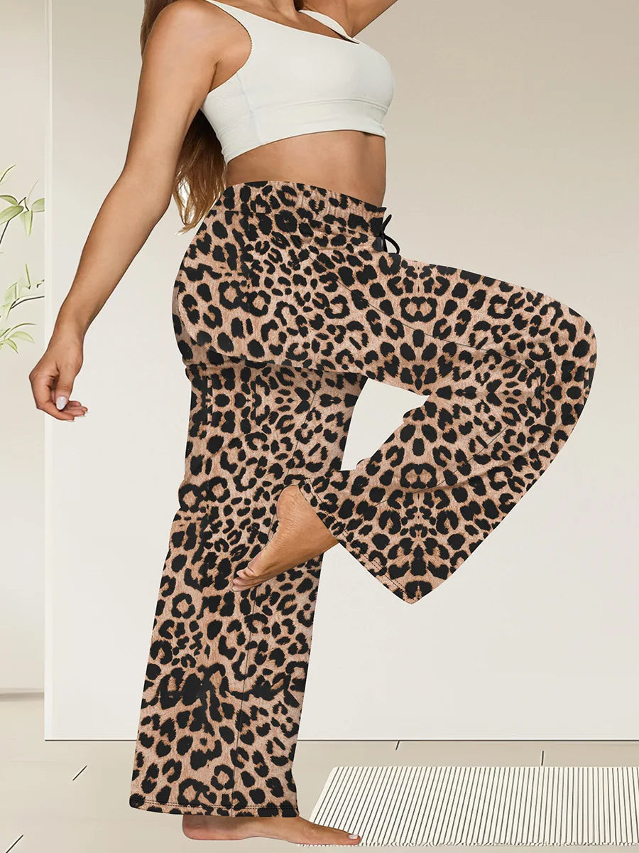 Wide Leg Lounge Trousers with Drawstring Waist and Pockets - Image 44