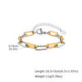 Two Tone Twist Link Paperclip Bracelet for Women, Chunky Stainless Steel Bracelet Adjustable Link, 18k Gold Plated Jewelry