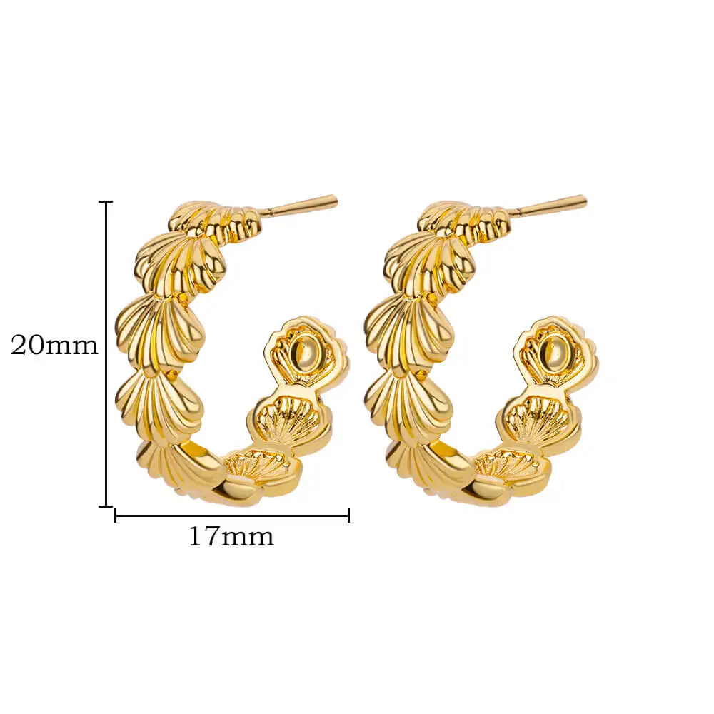 C-shaped Shell Stainless Steel Earrings For Women Korean Style Gold Plated Piercing Earring Luxury Quality Jewelry Birthday Gift