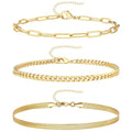 3Pcs Stainless Steel Beach Anklet Set For Women Waterproof Snake Twisted Rope Chain On Foot Jewelry Girls Summer Ankle Bracelet