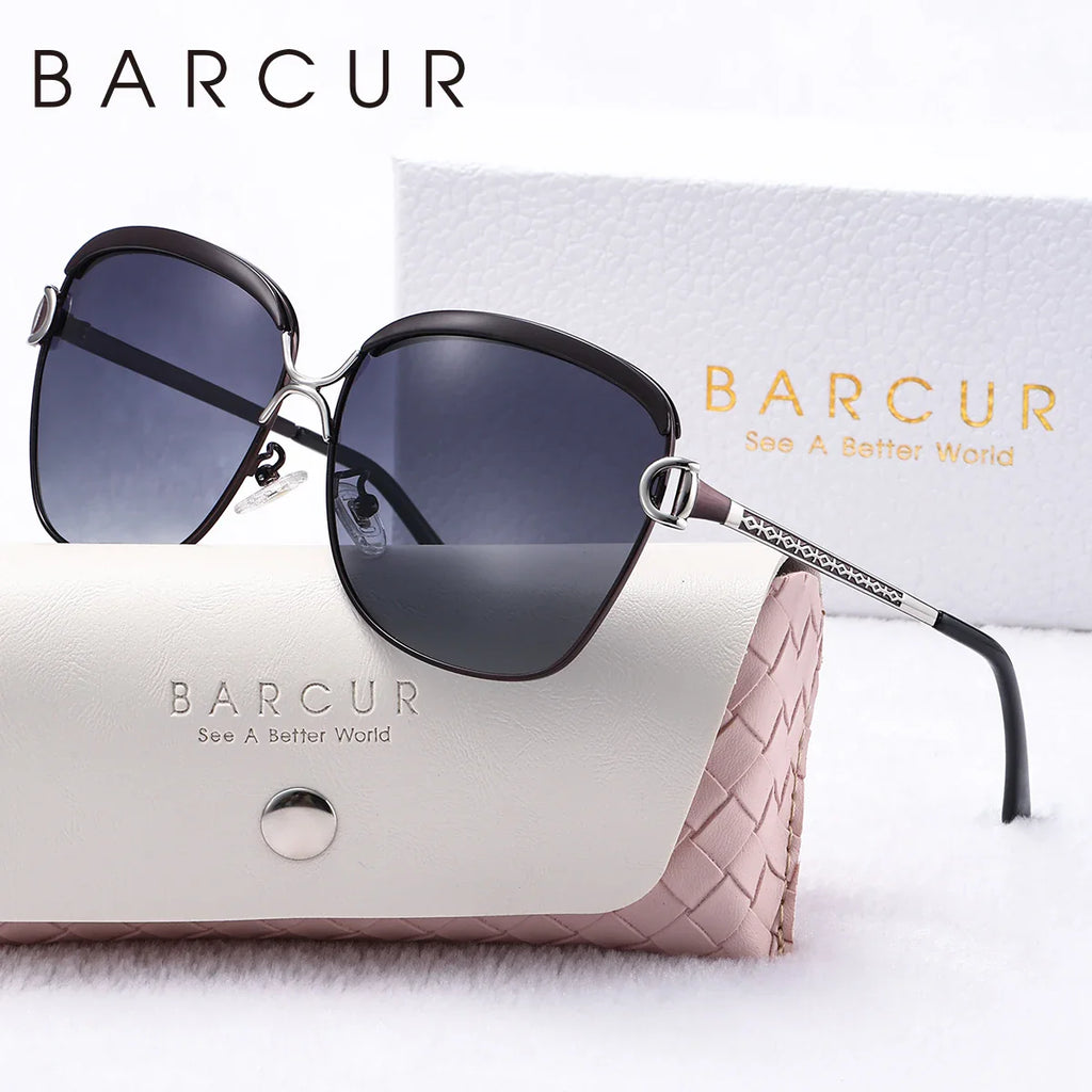 Trendy Square Polarized Women's Sunglasses UV400 Gift Set