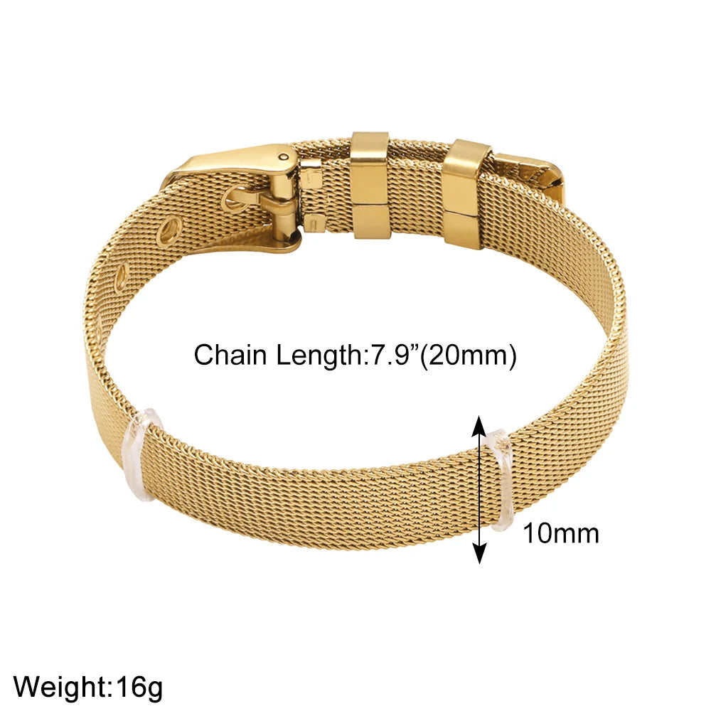 FLOLA DIY 26 Letters Custom Name Bracelets for Women Gold Silver Color Wide Band Initial Bracelets Handmade Jewelry brtd91