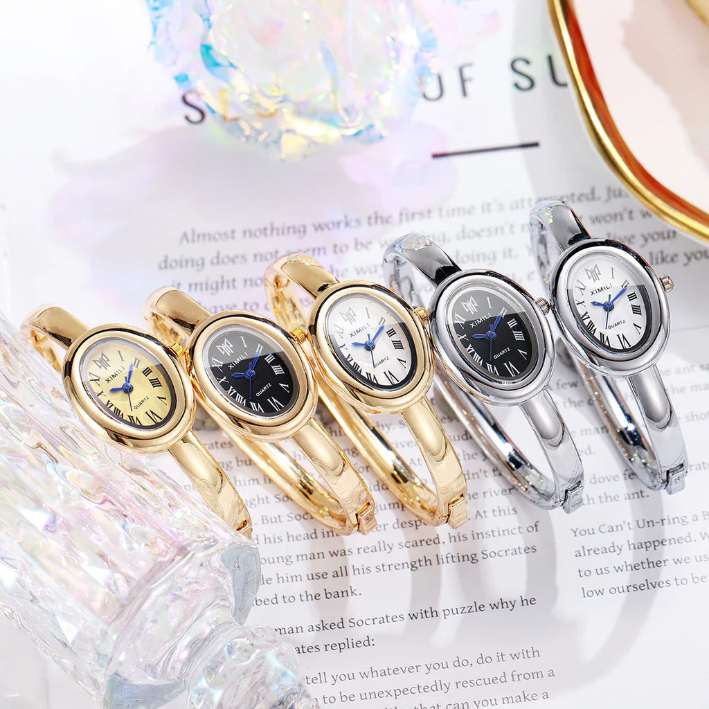 Elegant Oval Dial Women Watches Fashion Bracelet Strap Ladies Quartz Wristwatch Reloj Mujer Girls Clock Gift