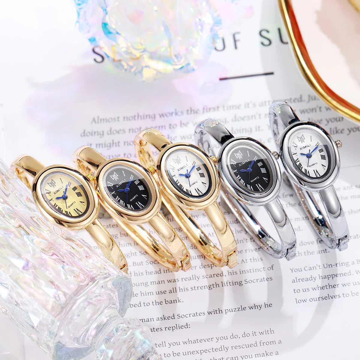 Elegant Oval Dial Women Watches Fashion Bracelet Strap Ladies Quartz Wristwatch Reloj Mujer Girls Clock Gift