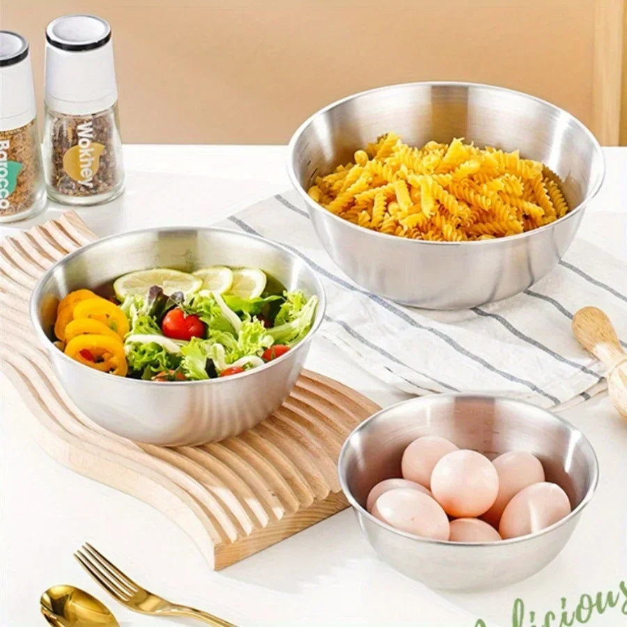 Korean stainless steel fruit and vegetable salad bowl with rice bowl, cold noodle bowl, instant noodle bowl, cold mixing bowl
