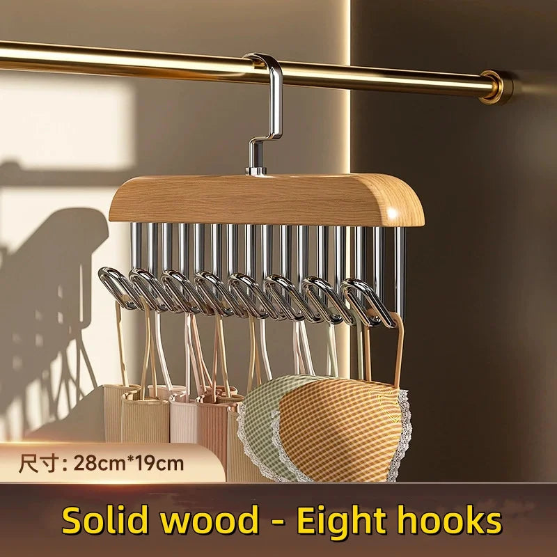 Wooden Multi-Hook Space-Saving Closet Hanger for Bras and Vests - Image 7