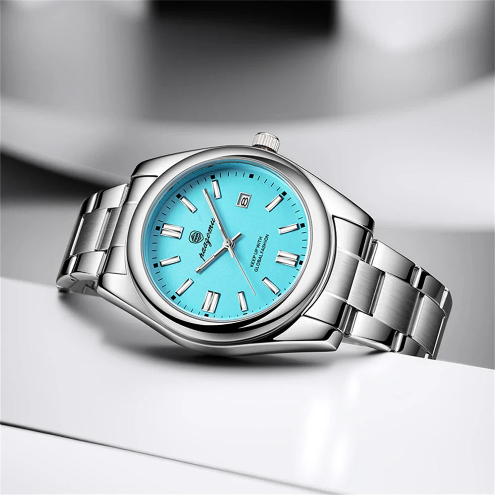 PAAZOMU Classic Casual Quartz Watch Men Waterproof Luminous Dial Business Dress Wristwatch Comfortable Band Analog Display Gift