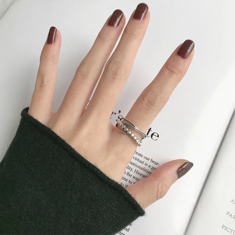 925 Sterling Silver Overlapping Ball Rings For Girls Fashion Wedding Jewelry For Women Accessories
