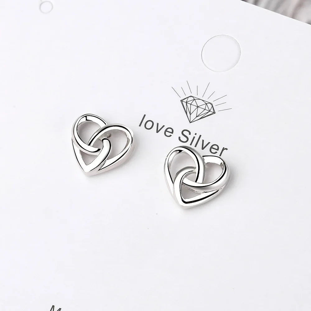 925 Sterling Silver Love Heart Stud Earrings For Women Engagement Elegant Luxury Jewelry 2024 Trend Best Selling Jewellery