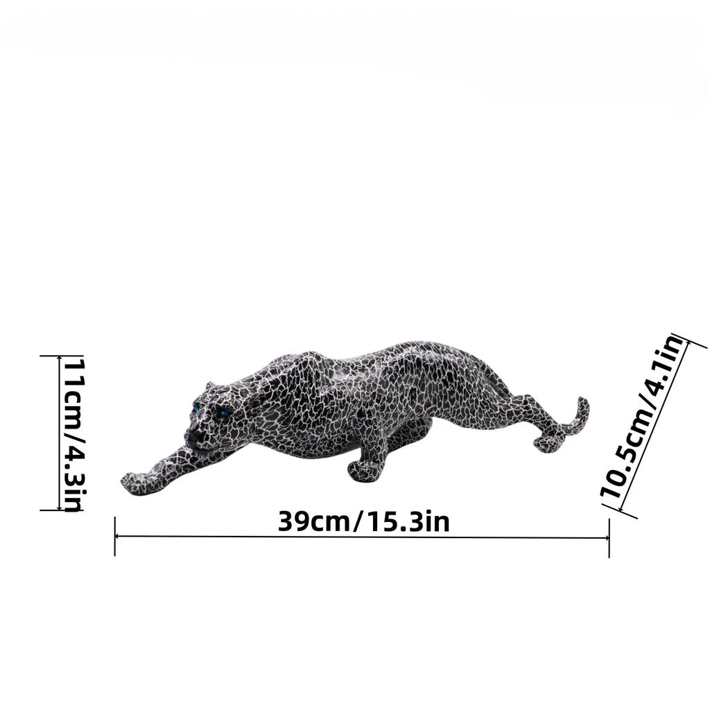 Yellow Leopard Resin Sculpture Sitting Cheetah Home Desk Decor - Image 8