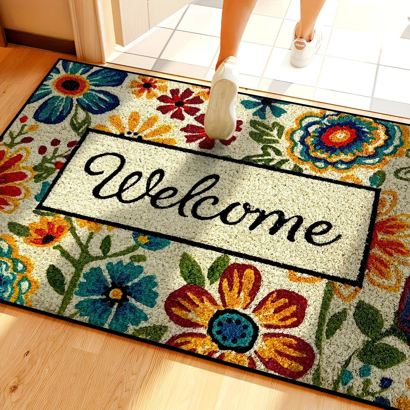 VIKAMA Bright Flower Carpet Garden Doormat Welcome Mat Rug For Bedroom Living Room Carpet Outdoor Carpet Home Decor