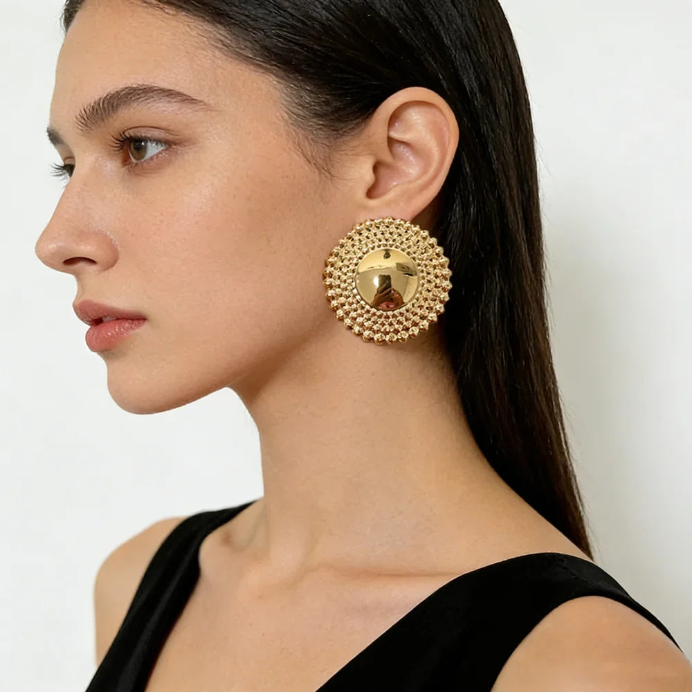 Gold Plated Earrings Jewelry for Women Weddings Design Circle Clip Earrings for Dubai Engagement Bride Luxury Hoop Earrings