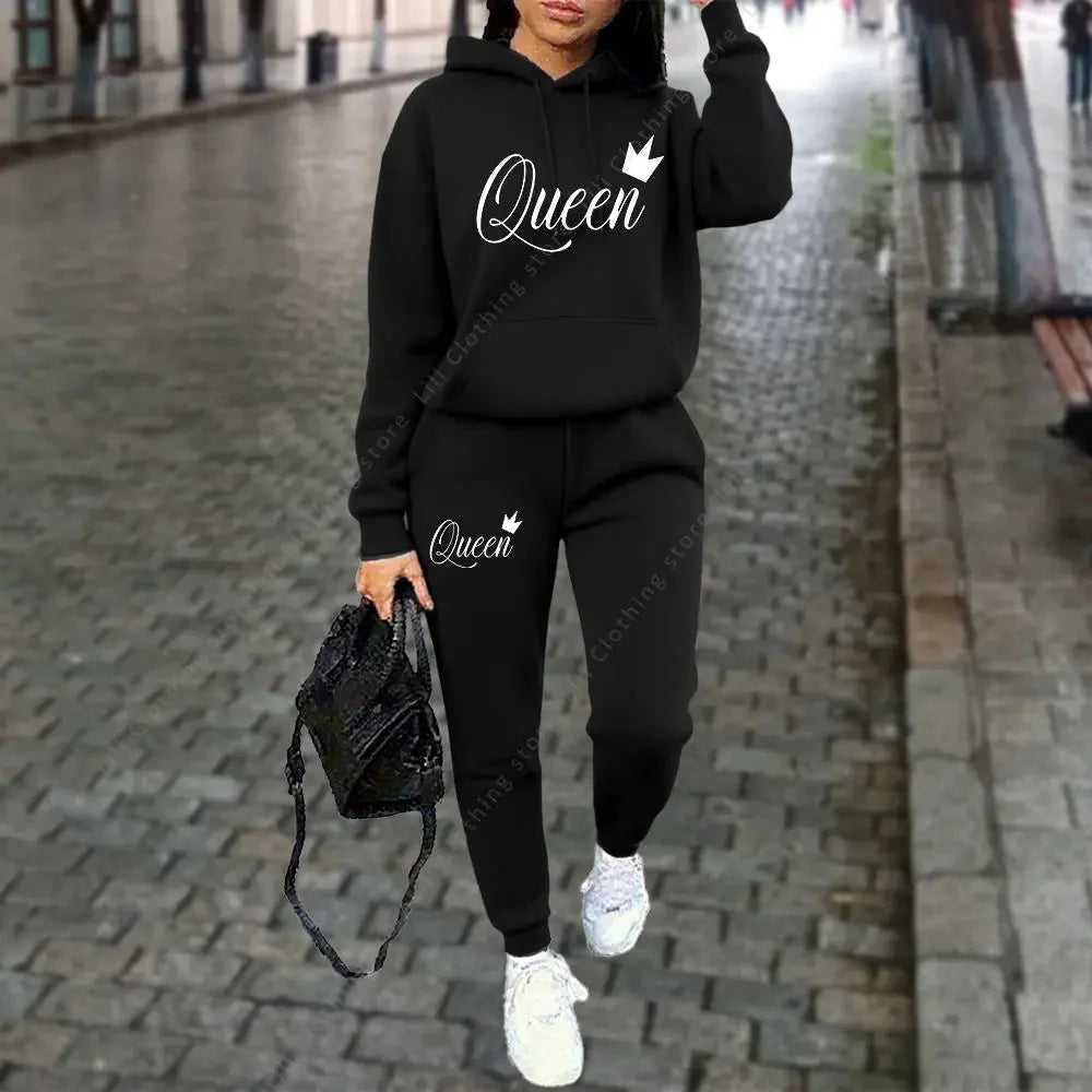 Women’s Queen Graphic 2-Piece Hoodie and Jogger Tracksuit Set - Image 10