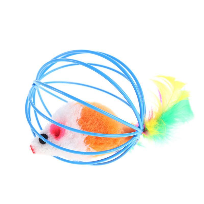 Interactive Cat Feather Wand Toy with Bell and Mouse Teaser
