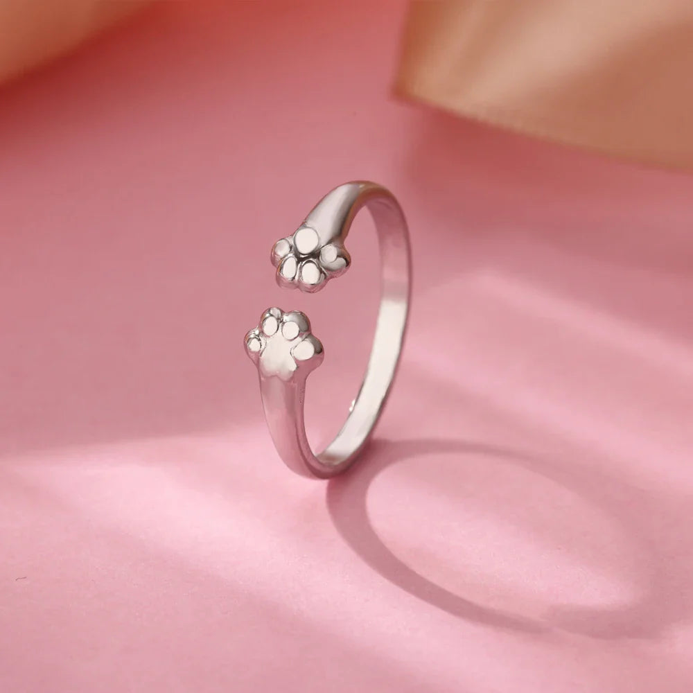 Cute Cat Claw Open Rings For Women Stainless Steel Gold Color Temperament Animal Finger Ring 2025 New Fashion Couple Jewelry