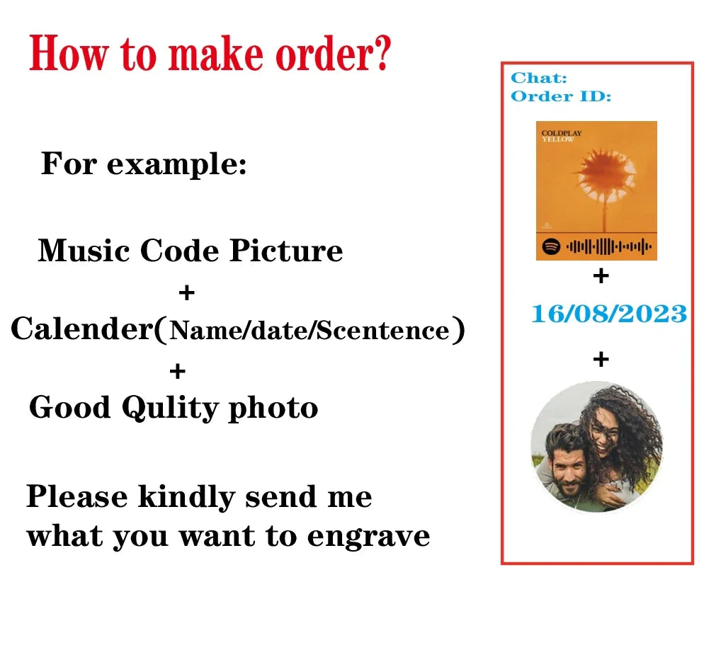 Couple Photo KeyChain Spotify Code Stainless Personalized Gift