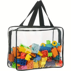 4pcs large toy storage bags multi-purpose zipper transparent PVC waterproof suitcase, suitable for building blocks