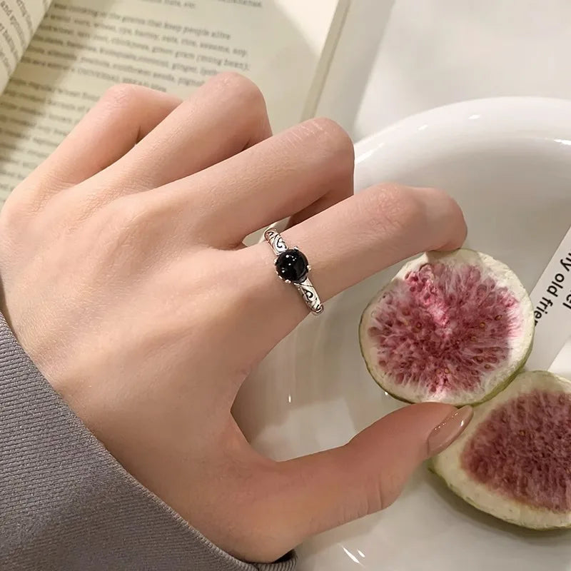 925 Sterling Silver Round Crystal Irregular Adjustable Rings For Women Vintage Jewelry Wholesale Wholesale Jewellery Moneys 925