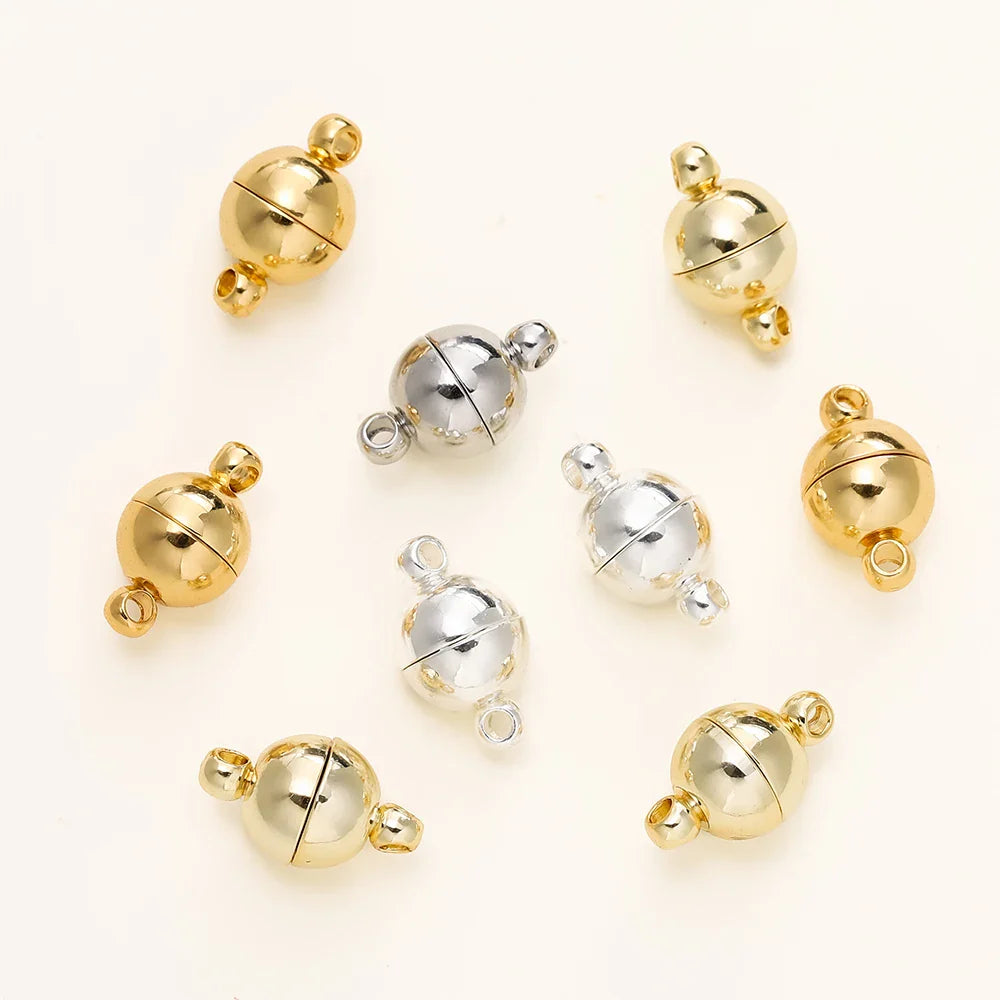 4/6pcs/pack 8*14MM 14K/18K Gold Plated Brass Magnetic Bracelet Clasp Beads for Handmade DIY Jewelry Making Accessories