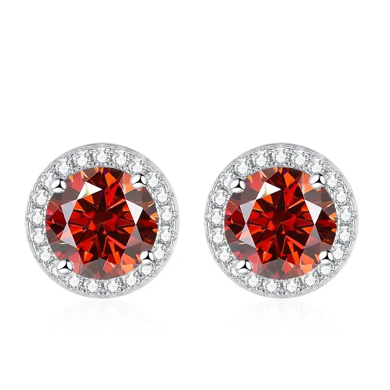 NeeTim Moissanite Stud Earrings for Women 925 Sterling Silver Green Blue Pink Red Black Blue Sparkling Moissanite Studs Earring