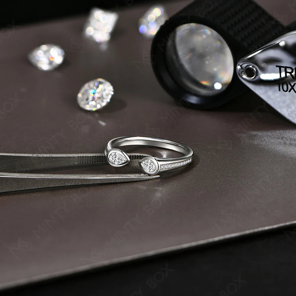 MINTYBOX Pear Shape Lab Grown Diamond Ring 0.5CT S925 Silver Moissanite Rings For Women 18k White Gold Plated Wedding Jewelry