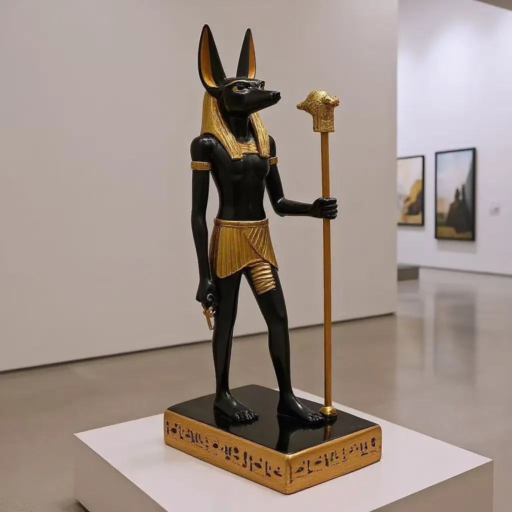 Anubis Statue Egyptian God of Death Mummy Sculpture Resin Figurine Home Office Decor Gift for Mythology Lovers Halloween Gift