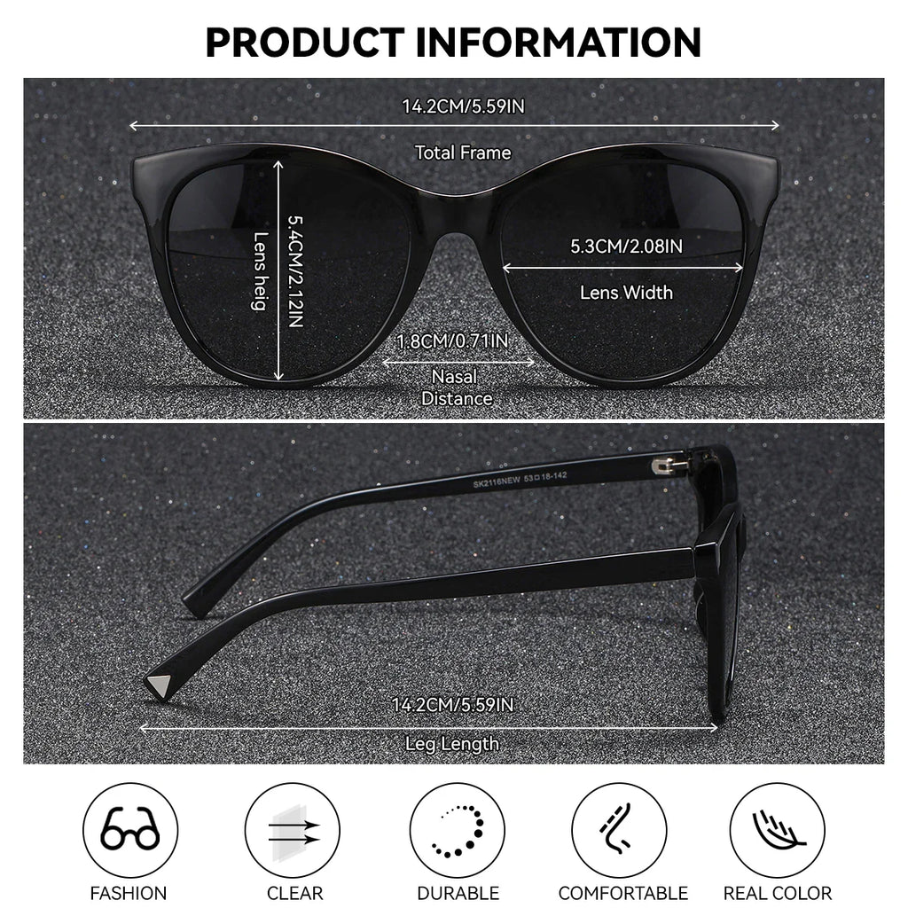 Transparent Cat Eye Sunglasses with Polarized UV400 Lenses