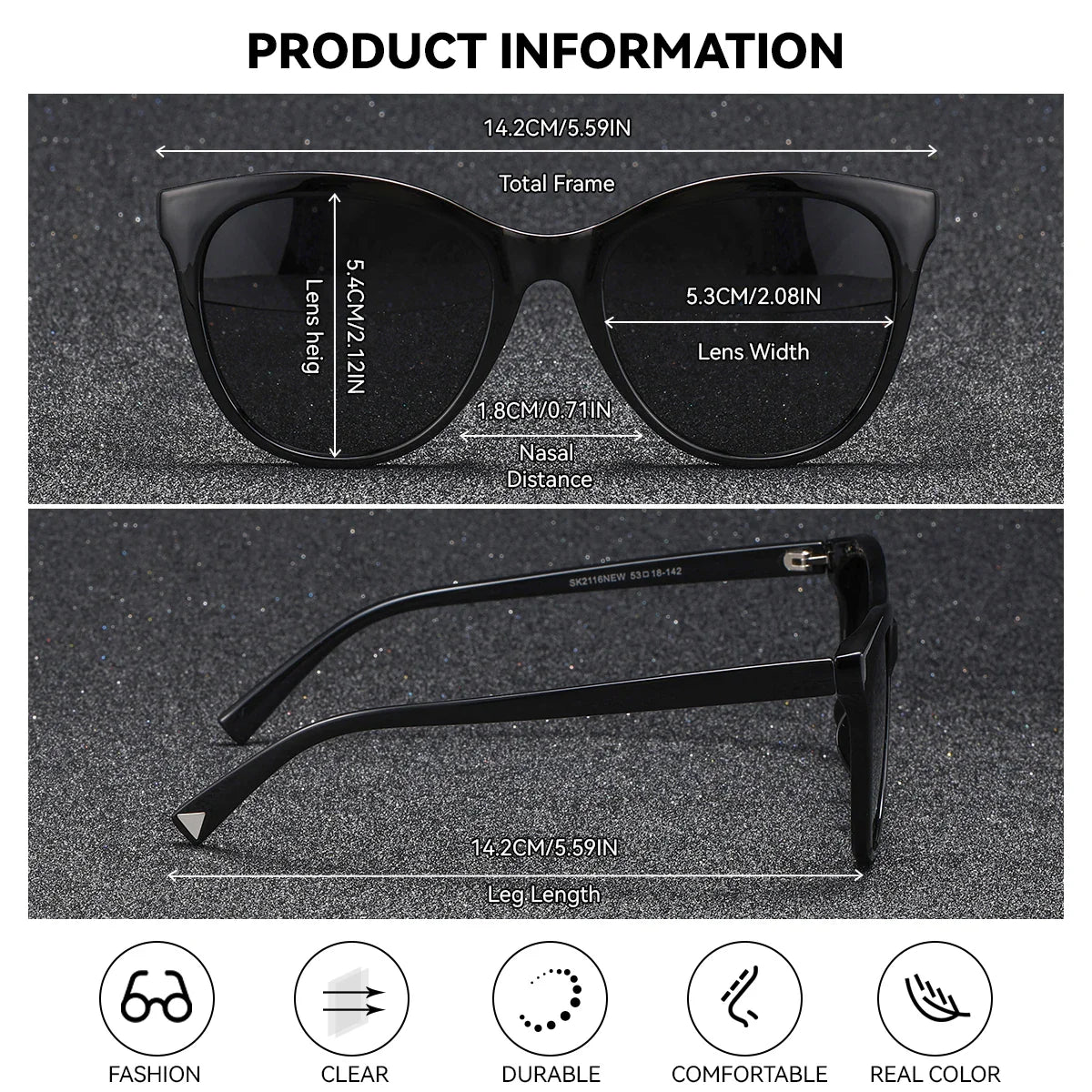 Transparent Cat Eye Sunglasses with Polarized UV400 Lenses